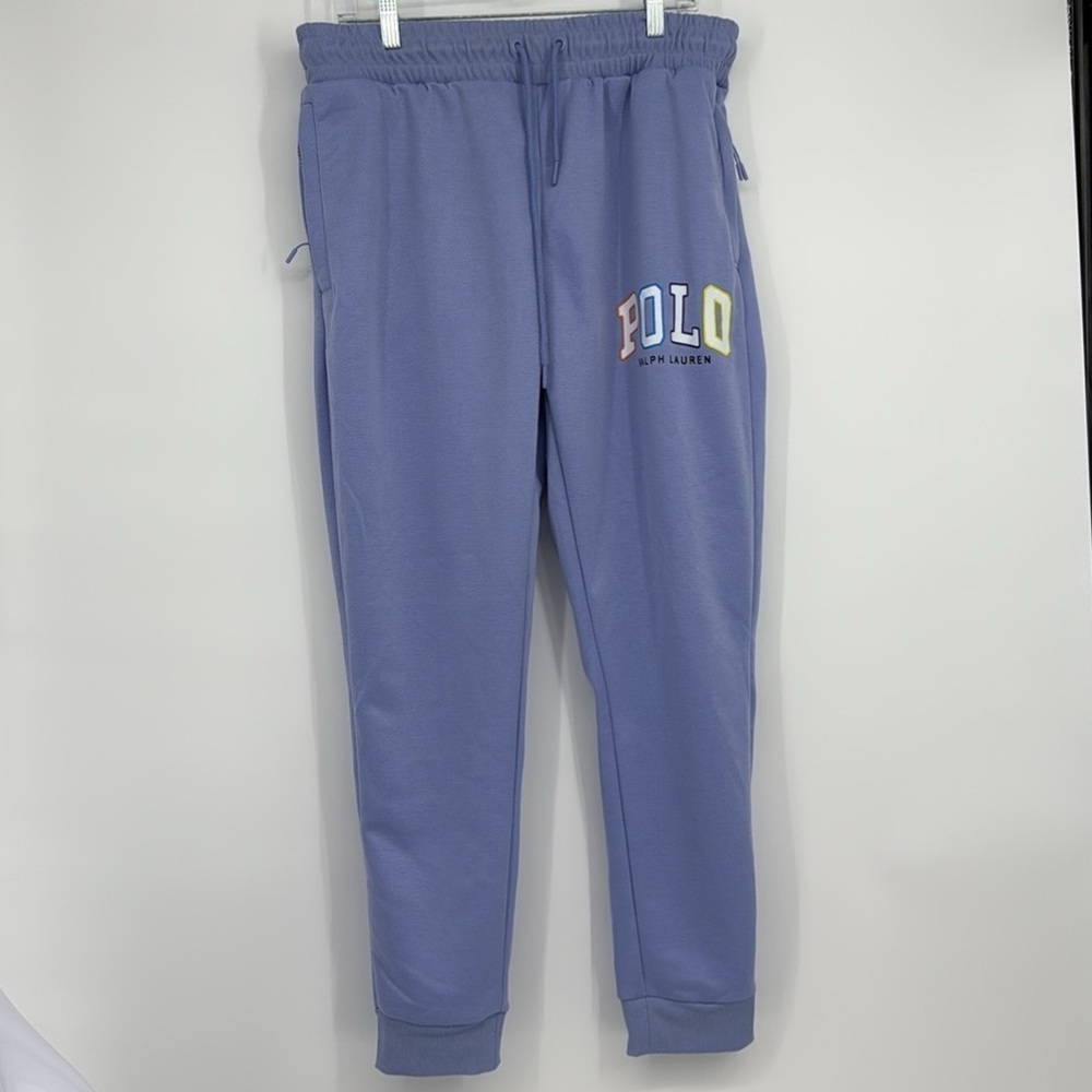 Polo Ralph Lauren Jogger Sweatpants Size L Multicolor Logo Zipper Pockets